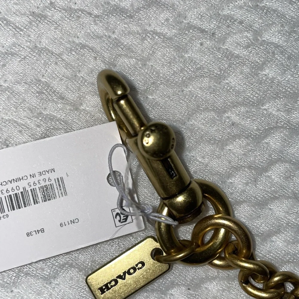 NWT Coach Motif Chain Bag Charm Rexy Tea Rose Cherries Heart Brass Mult…
